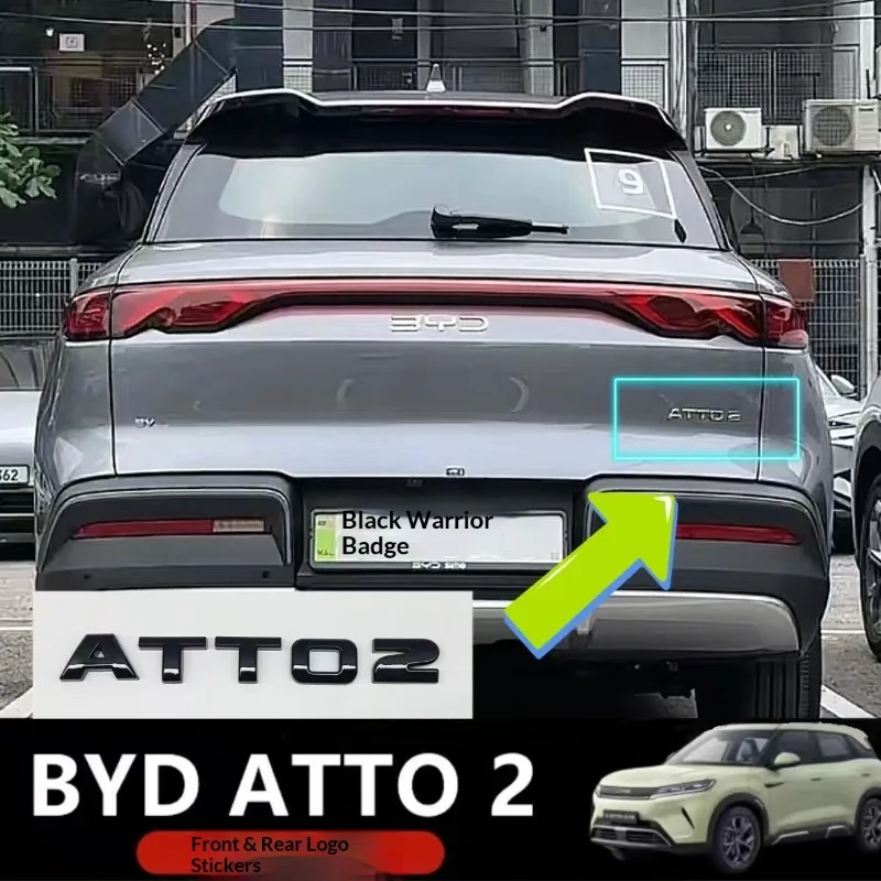 For BYD Atto 2  Right Hand Drive Car Front Bumper Black Logo Rear Emblem Special Personalized Sticker Auto