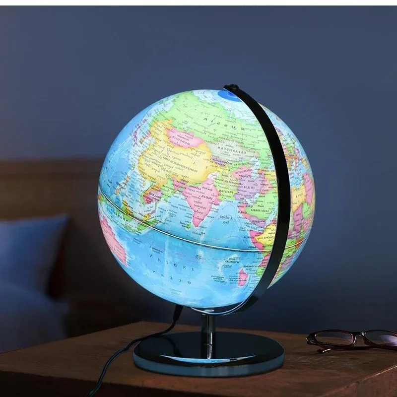 20/25cm World Globe English Version World Map Globe With Led Light Geography Educational Teaching Decorations Supplies