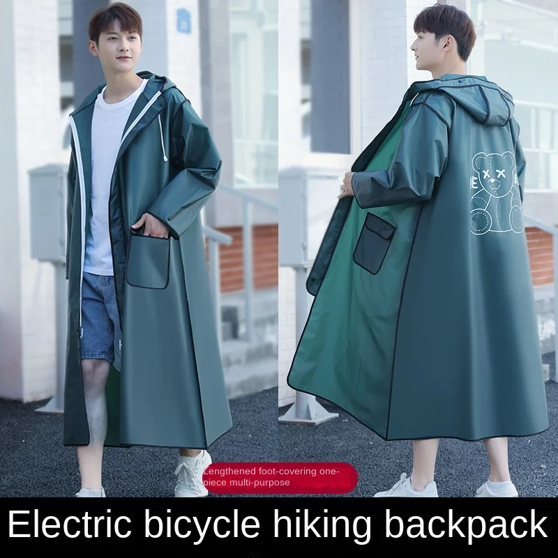 EVA Chaopai Korean Version Raincoat For Men, Long Bike, Battery Car, Reflective Bear, Outdoor Travel Raincoat For Women