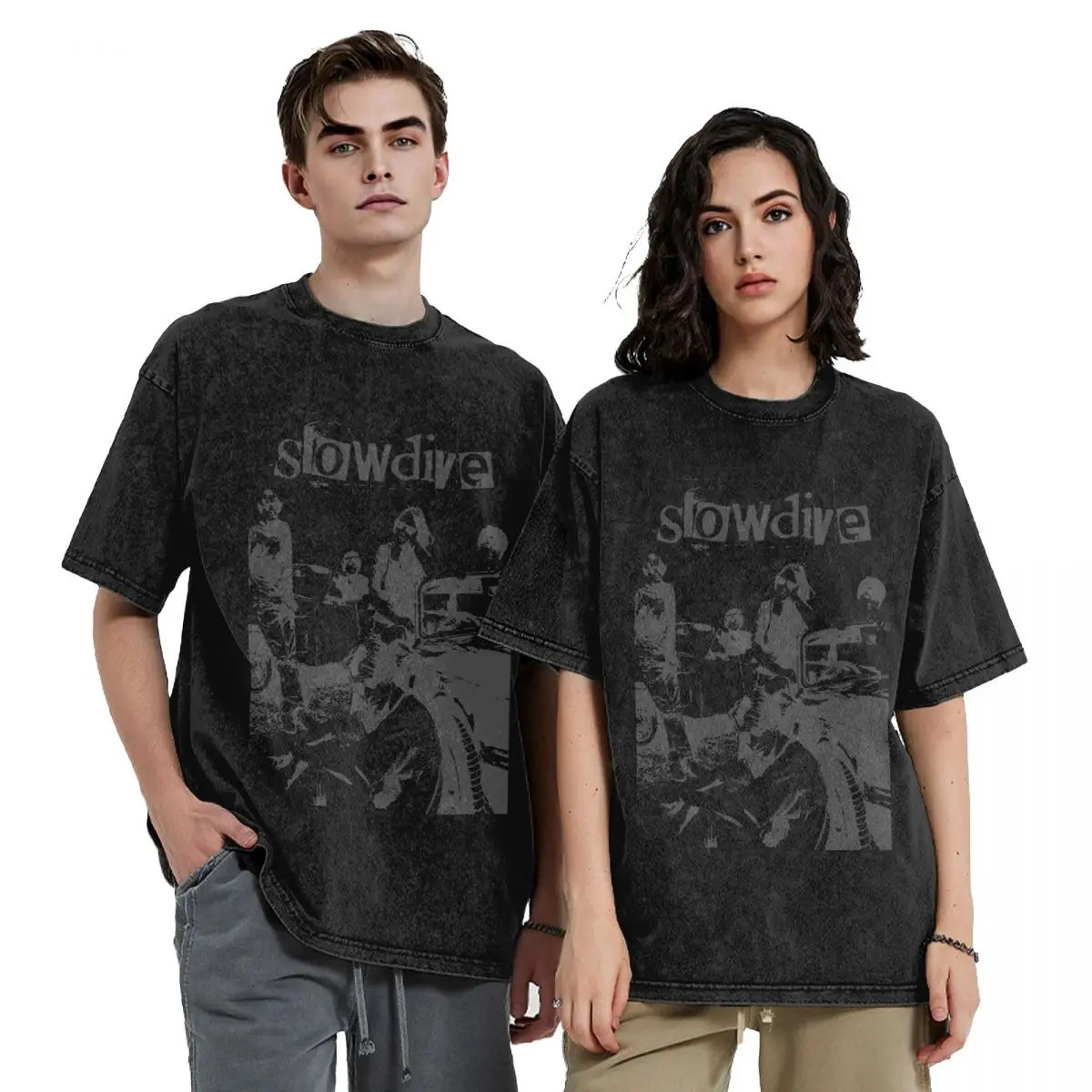 Slowdive Washed T Shirts Streetwear Hip Hop Vintage T-Shirts Music Tees Tops for Men Women Short Sleeve Harajuku Printed