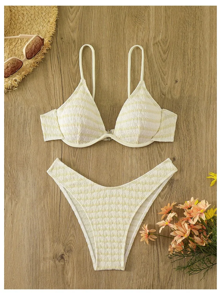 

Sexy Push Up Swimwear Thong Bikini 2025 Women Wrinkled Swimsuits Swimming Bathing Suit Brazilian Bikinis Set Mujer Biquini Beach