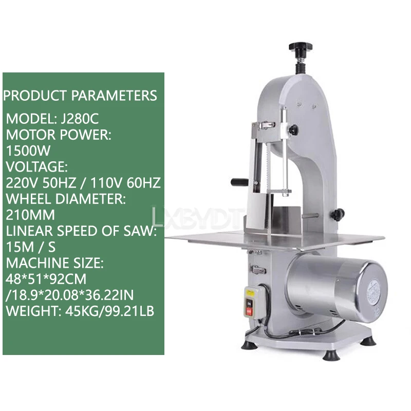 Catering Bone Cutting Band Saw, Professional Commercial Electric Saw, Vibration Dampened Machine For Rib Cutting