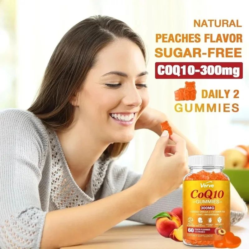 Coenzyme Q10 Gummies 3000mg Contain Omega-3, Vitamin B3, and Zinc for Cellular Energy and Antioxidant Support
