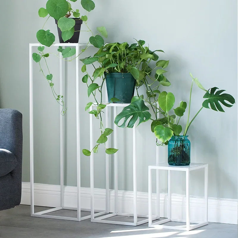 Nordic Creative Iron Flower Rack Indoor Green Plant Flower Pot Rack Living Room Shelf Balcony Simple Floor Style Flower Table