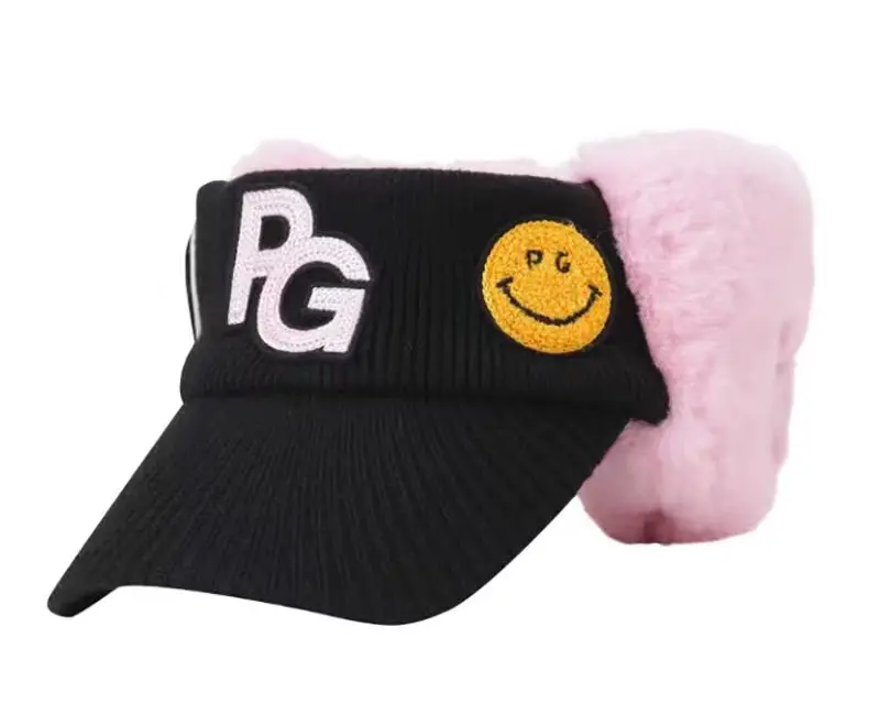 PEARLYGATES Golf Knit Beanie Hat – Autumn and Winter Plush Pom-Pom Sports Sunproof Breathable Warm Earflap Hat