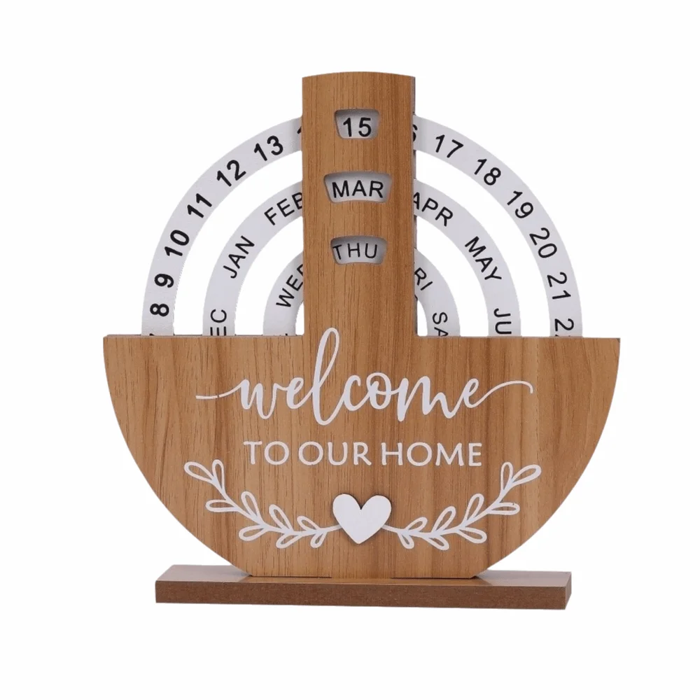 

Aesthetic Wooden Perpetual Calendar Moon Ferris Wheel Manual Rotating Desk Calendar Home Decoration Reusable