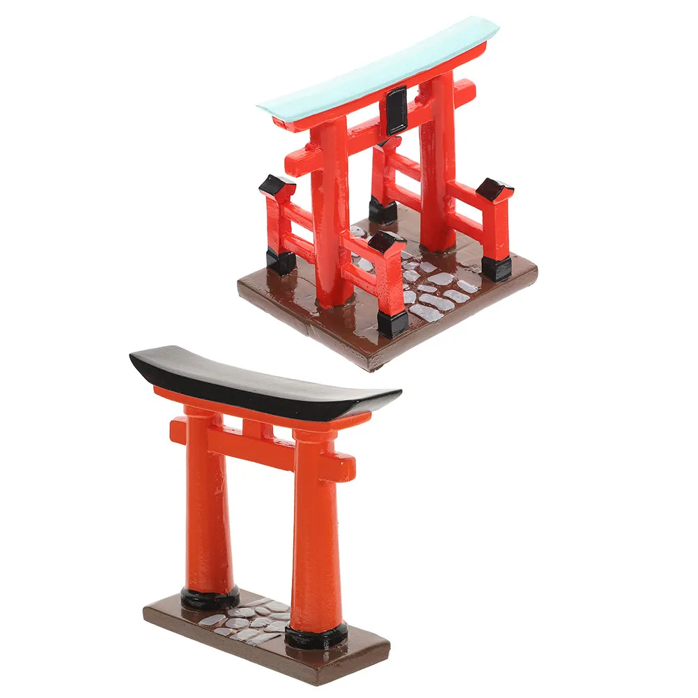 

2pcs Resin Torii Gate Crafts Bedroom Decor Japanese Style Ornament House Mini Gate Decorations Accessories Garden Statue