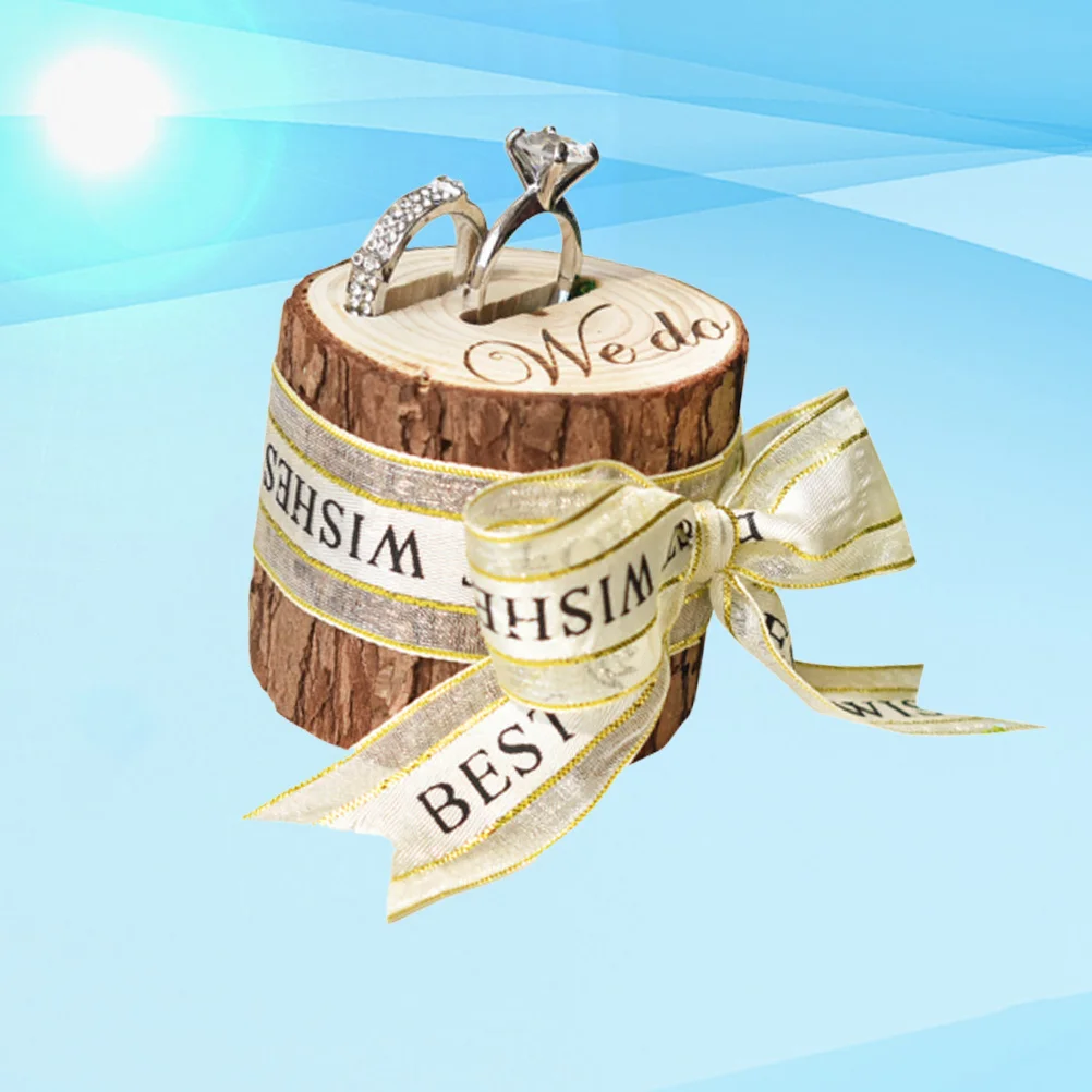 صندوق خاتم خشبي على شكل حرف ريفي منحوت على الطراز العتيق حامل خاتم خفيف الوزن لتخزين حفلات الزفاف والخطوبة