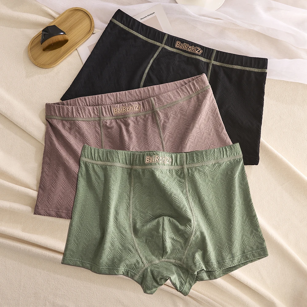 

3PCS/Pack L-4XL Cotton Antibacterial Cool Knit Breathable Men's Panties Soft Widen Waistband Boxers 3D Large Space Man Undrewear