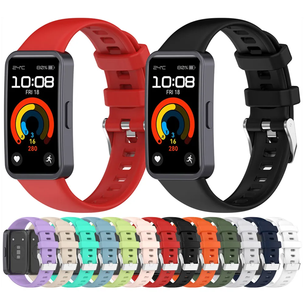 화웨이 밴드 용 실리콘 스트랩 10 10NFC 8 9 8NFC 9NFC 스마트 시계 교체 용 손목 밴드 버클 밴드 액세서리