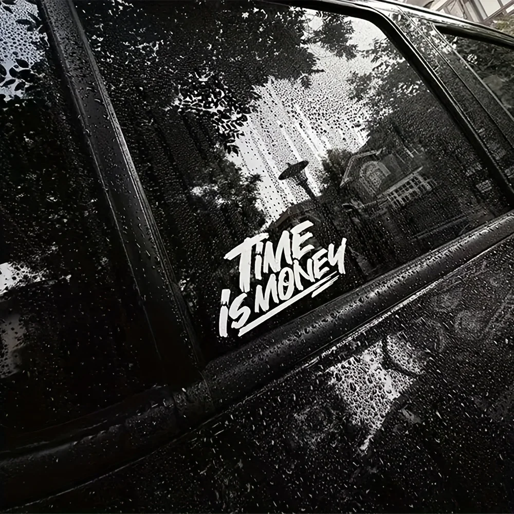 

1pc Time Is Money Vinyl Sticker, Waterproof Durable Removable Decal for Car Windows Trunk
