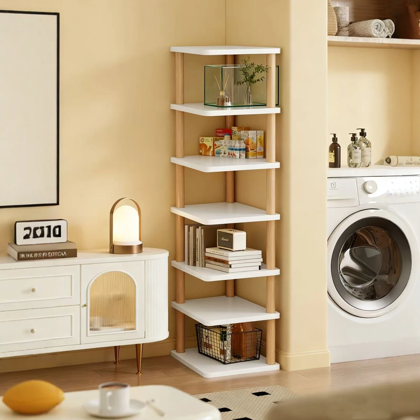 

Corner bookshelf Corner shelf Storage rack Living room corner display rack Floor to wall Student simple bookcase
