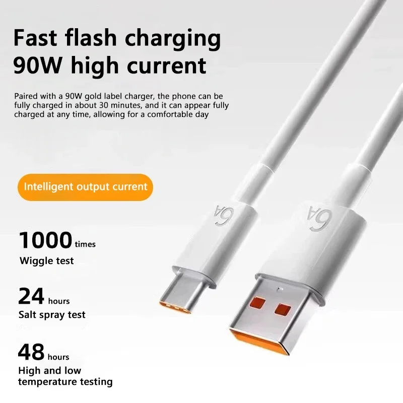 90W Charger Fast Turbo Charging Eu Wall Power Adapter 6A Type C Cable For Mi 15Ultra 14 13 12 Ultra Poco F7 Pro