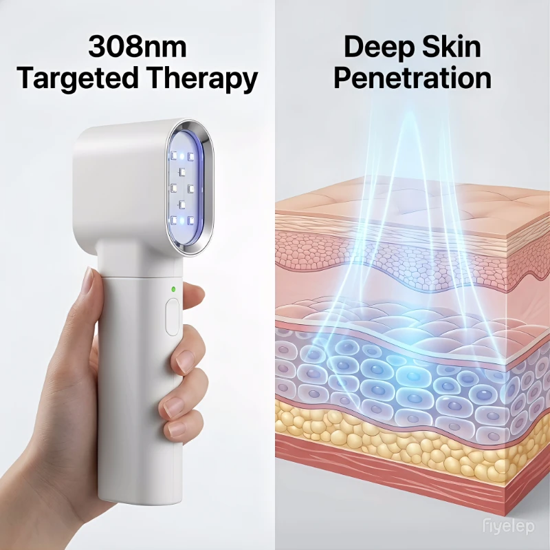 308nm UVB Phototherapy Device with MED Test Auto Shut-Off Protection for Beginner Home Vitiligo Psoriasis Skin Treatment