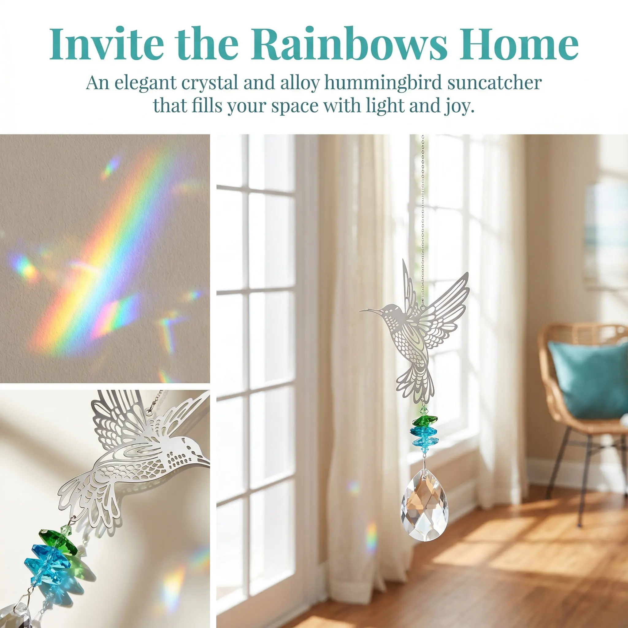 Hanging Crystal Glass Ball Suncatcher with Alloy Frame and Rainbow Refraction Effect for Window Chandelier Ceiling Decor Home