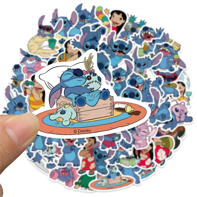 50pcs No repetition Cartoon Lilo & Stitch Sticker Waterproof For Laptop Skateboard Suitcase Guitar Furniture Decal DIY Sticker