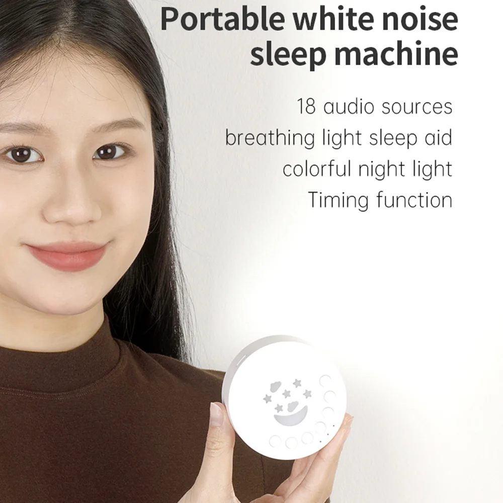 Baby Sleep Machine Desktop White Noise Sound Machine for Baby Sleeping 18 Soothing Sounds 15/30/60min Timer Colorful Night Light
