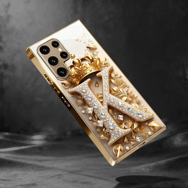 

Electroplated gold new phone case for Samsung Galaxy S26 Ultra S25 Plus S24 S23 S22 fe tempered glass Artistic texture patterns
