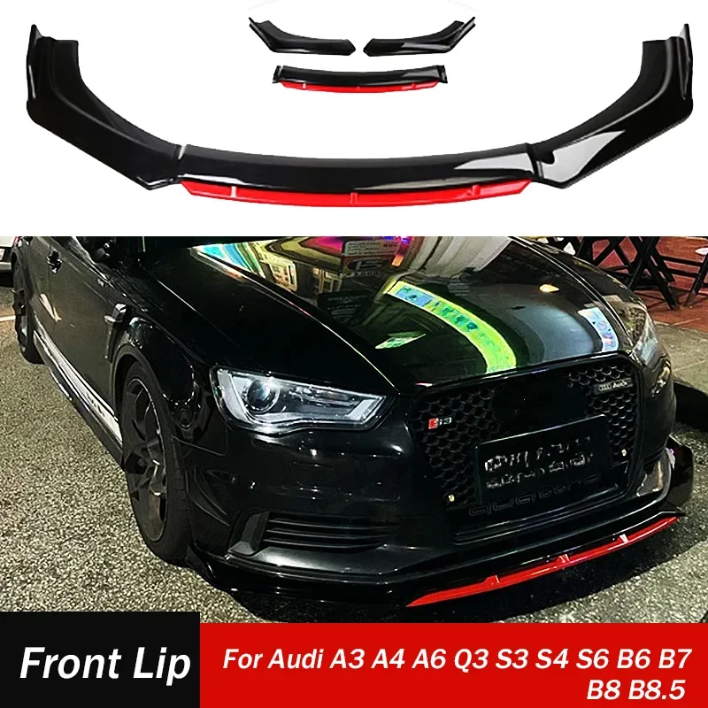 Front Lip Splitter Spoiler Diffuser for Audi A3 A4 A6 Q3 S3 S4 S6 B6 B7 B8 B8.5 Sedan Universal Bumper Blade Bodykit Accessories