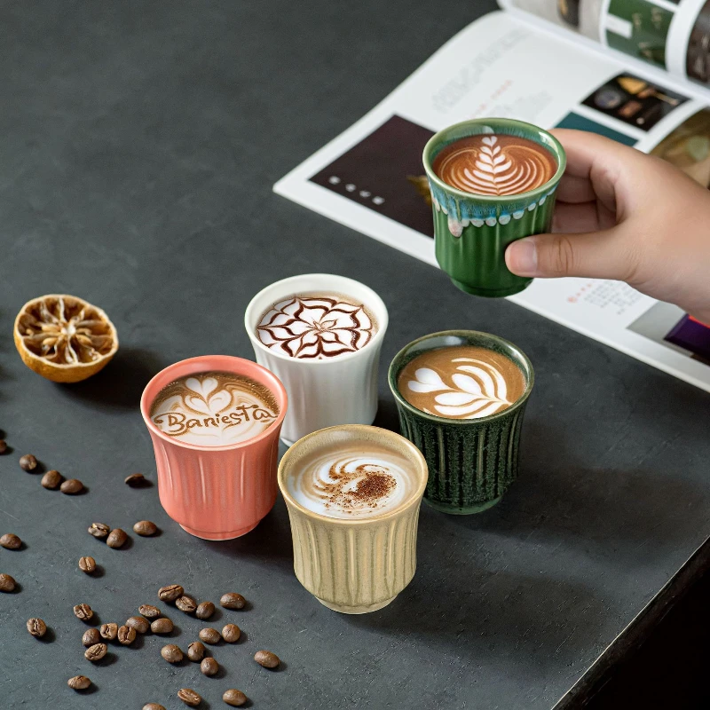 120ml Coffee Mug Ceramics Tea Cup Japanese Style Cafe Drinkware Stoneware Espresso Coffee Cup Latte Pull Flower Porcelain Cup