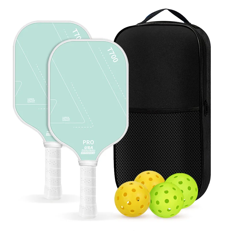 New Arrival T700 Carbon Fiber Pickleball Paddle Combo Set,Full Matching Pickleball Sports Accessories Kit for Outdoor Training