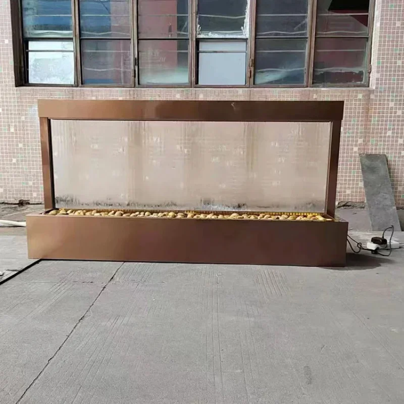 custom.Modern Design Metal Floor-Standing Waterfall Fountain Printed Technics Wall Feature Screen Home Garden