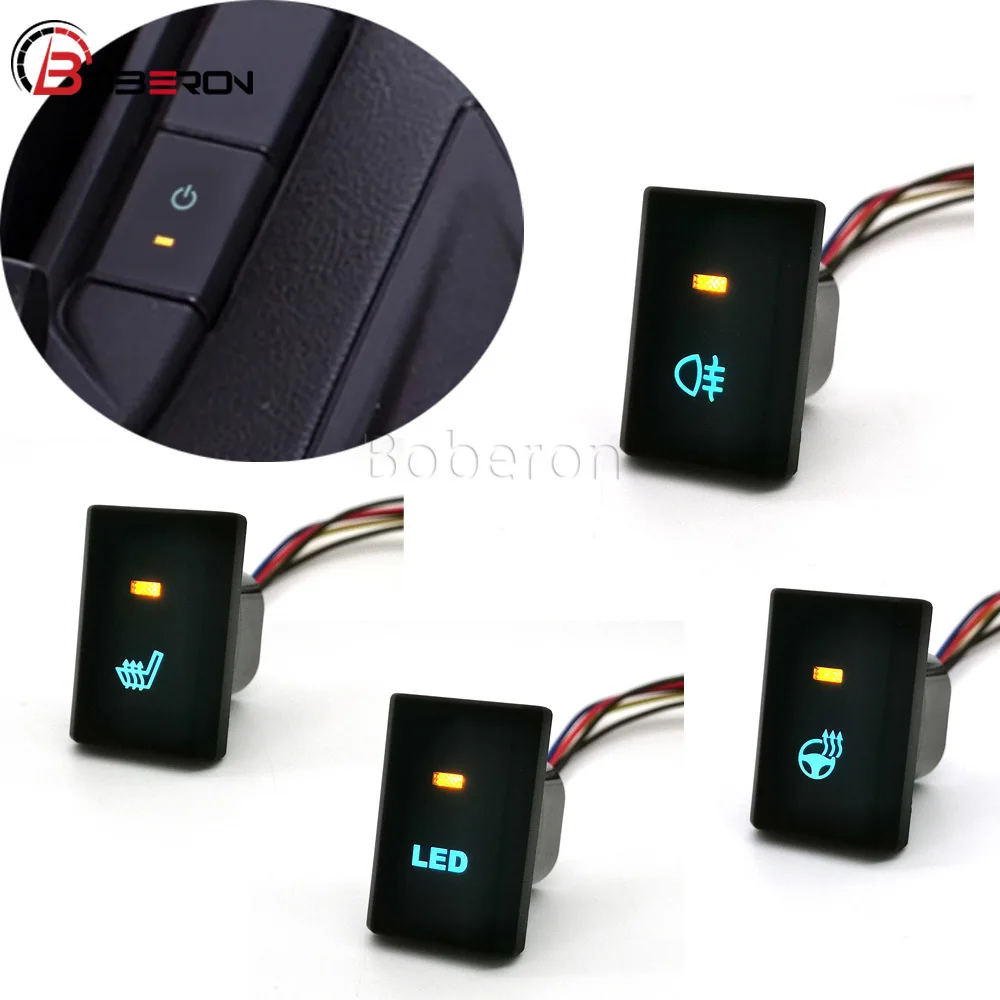 1PC for Ford Transit 2017-2019 12V Blue LED Car Switch LED Light Radar Recorder Fan Spotlights Camera Fog Lamp Switch Button