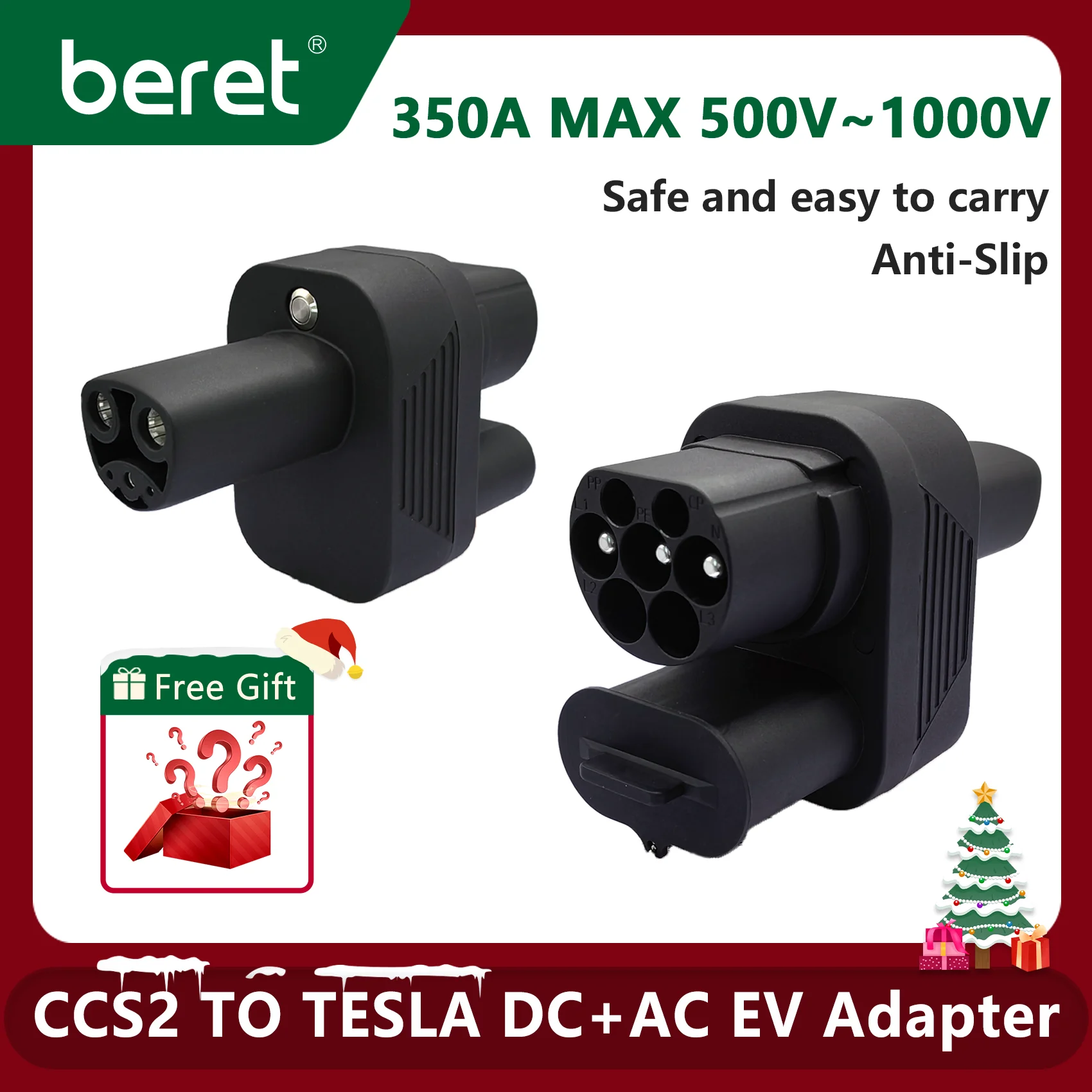 BERET CCS2 to Tesla EV Charger Adapter AC+DC 250A 1000V Electric Vehicle DC Charging CCS2 To Tesla Convertor dc combo 2