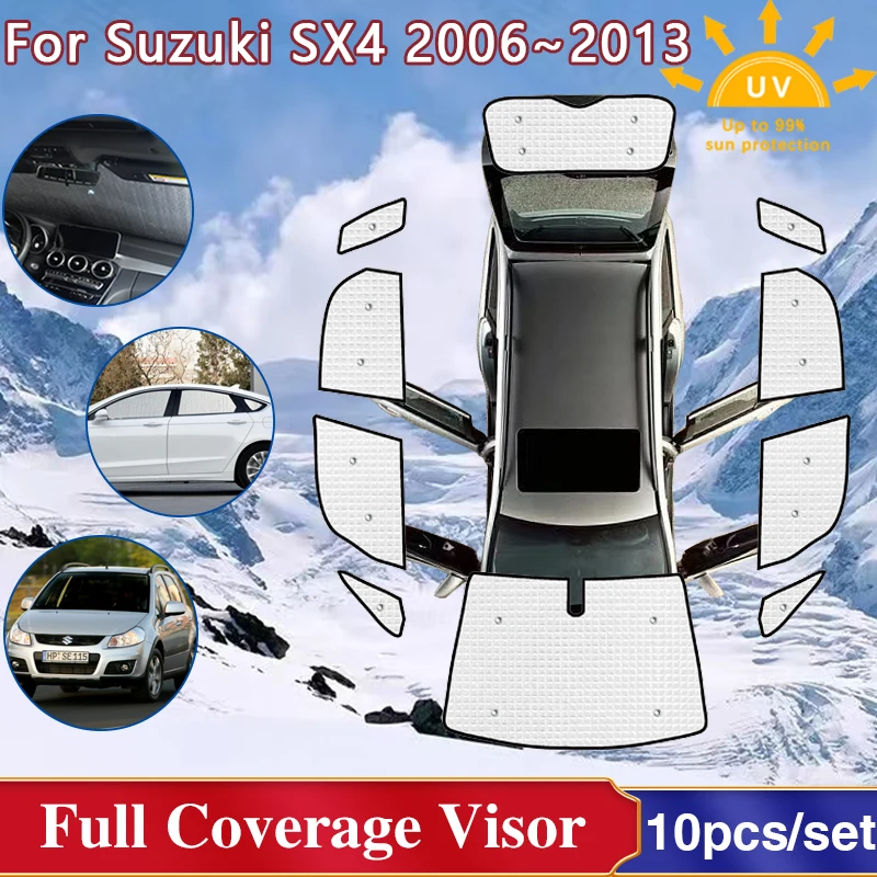 Full Coverages Sunshades For Suzuki SX4 Accessories Hatchback GY EY RW 2006~2013 Windshield Car Sun Protection Visor 2007 2008