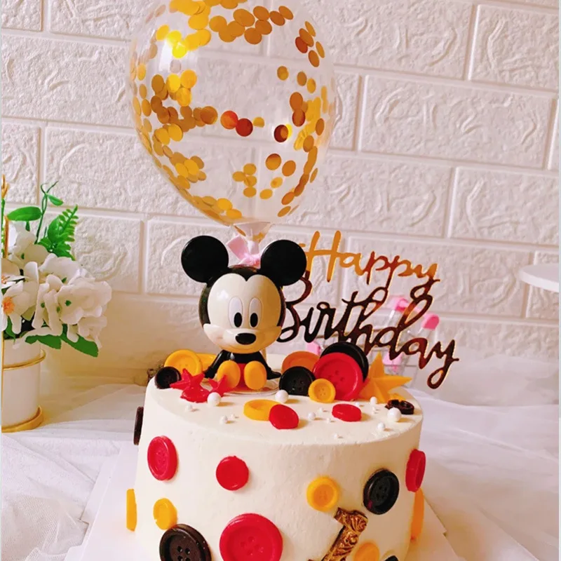 2pcs/set plastic material Figures Mickey Mouse Minnie Mouse Clubhouse Birthday Party Cake Decoration PVC Anime Figure Toys