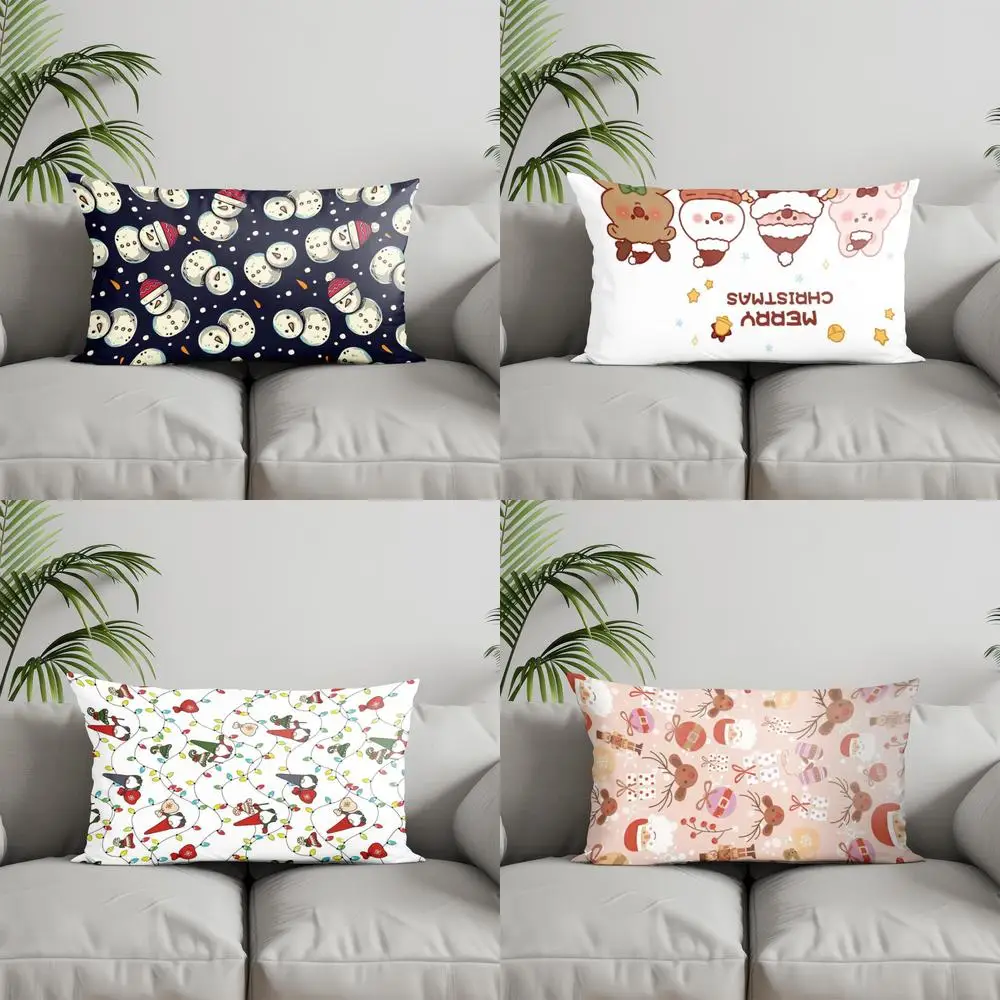 

Home Decor Snowmen Pattern Rectangle Pillow Suitable For Sofa Bedroom Car Pillow Cover Cushion Rectangular Back Cushion