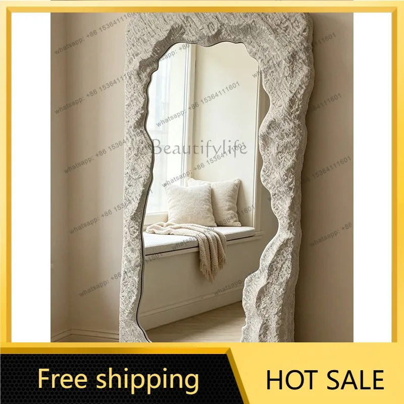 YJ Wabi‑Sabi Irregular Designer Full‑Length Floor Mirror For Nordic Retail Clothing Store Space