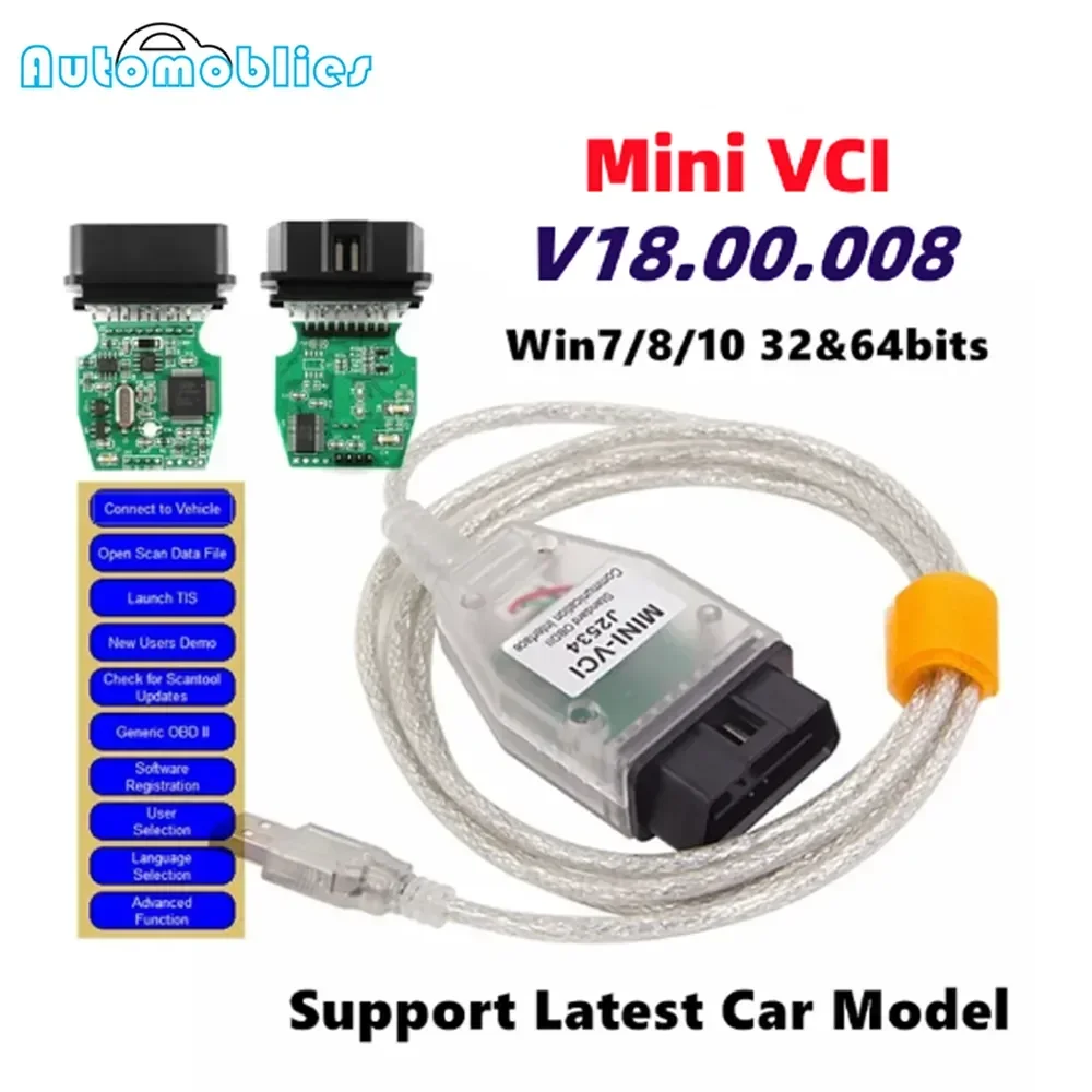 mini vci dla toyota TIS Techstream V18.00.008 minivci FT232RQ /RL Dla toyota mini vci tech stream OBD OBD2 Kabel diagnostyczny samochodu