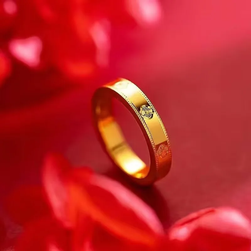 

24K AU999 pure gold couple ring -1314 real gold wedding ring, Chinese Valentine's Day, gold jewelry gift for couples