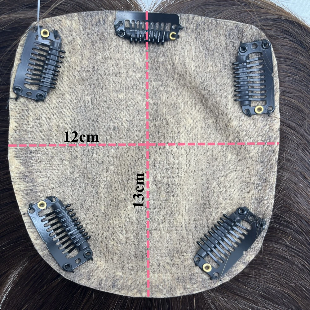 12x13cm Skin Base Human Hair Topper Free Part Natural Scalp Top European Hair Extension for Women Clip in Hairpiece Remy