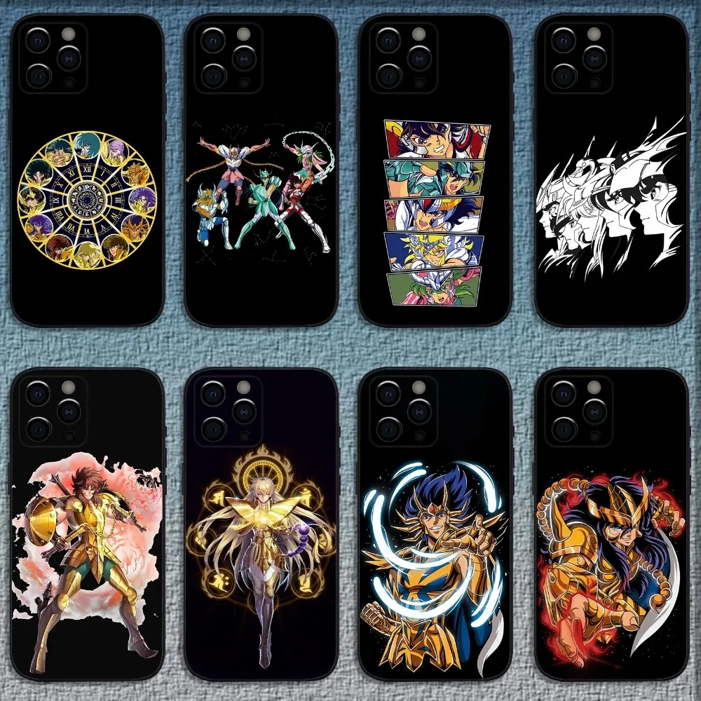 S-Saint Seiya Knights Zodiac Phone Case For iPhone 16,15,14,13,12,11,Pro,X,XS,Max,XR,Plus,Mini Soft Black Cover