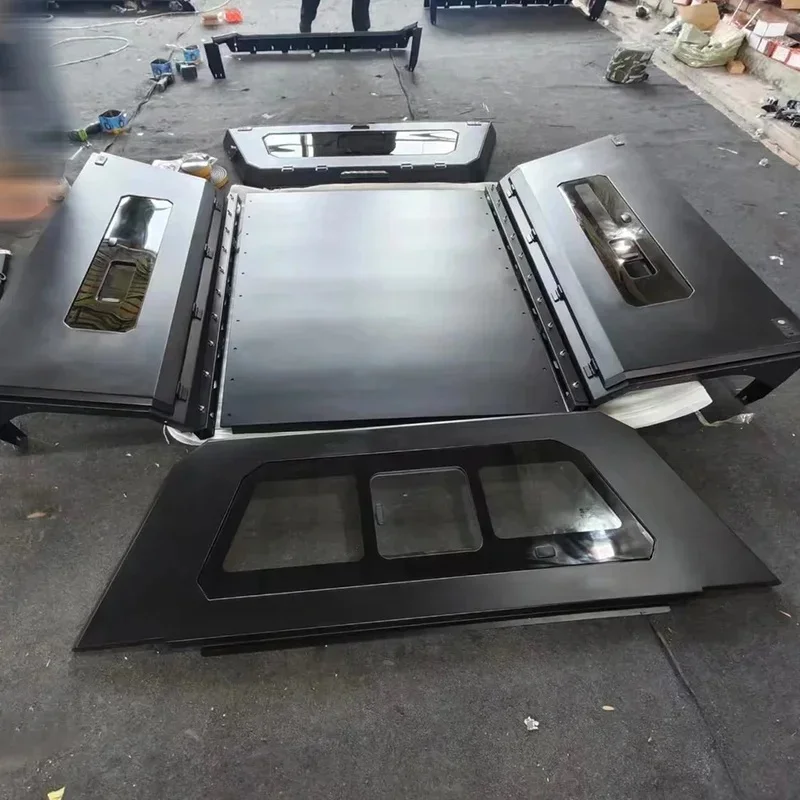 Car Accessories 4x4 Aluminum Three-Open High Bed Cover With Sliding Windows Pickup Truck Bed Exterior Modification Accessories