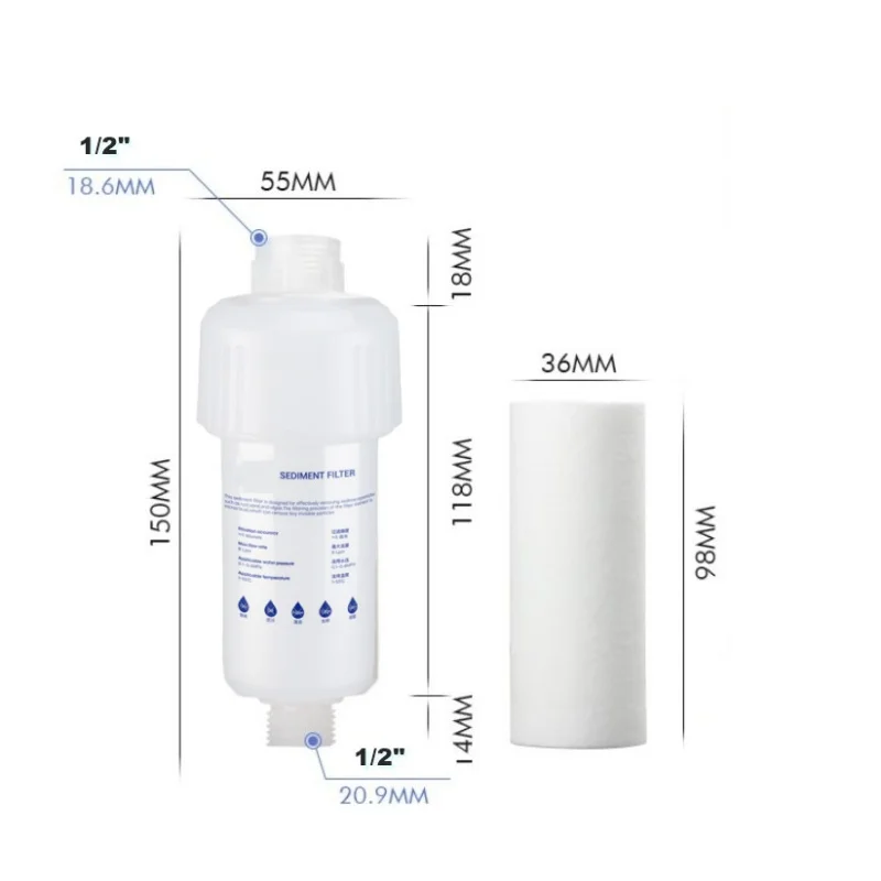 5\'\' PRE FILTER Water Filter Cartridge Washing Machine Filter Toilet Water Heater Sediment Filter Shower Replacements Pre-filter