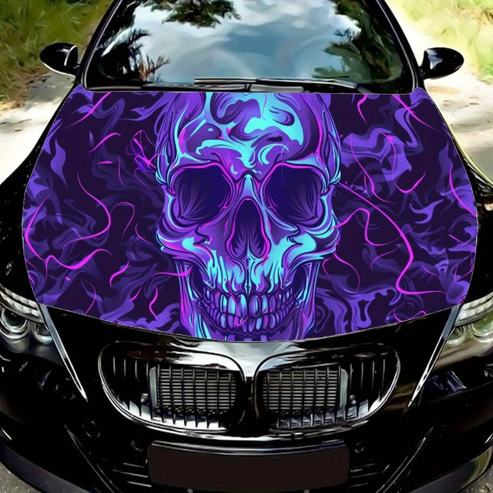 

Skull Pattern with Purple Gradient Car Hood Wrap Color Vinyl Sticker Truck Graphic Bonnet Auto Accessories Decoration Decal Gift