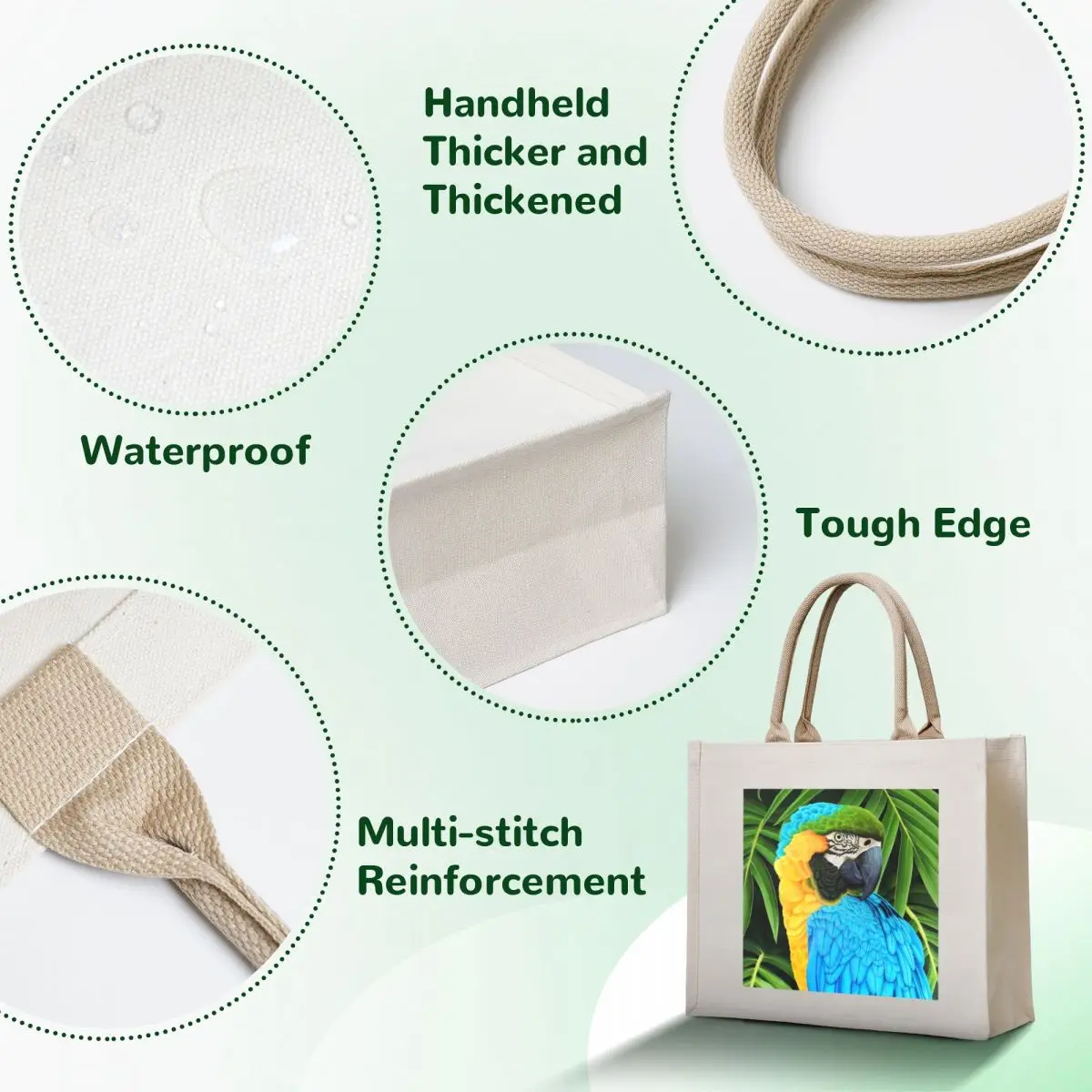 Ara Ararauna Parrot in the Jungle - Exotic and Colorful Illustration Tote Bag Fabric bag handbag