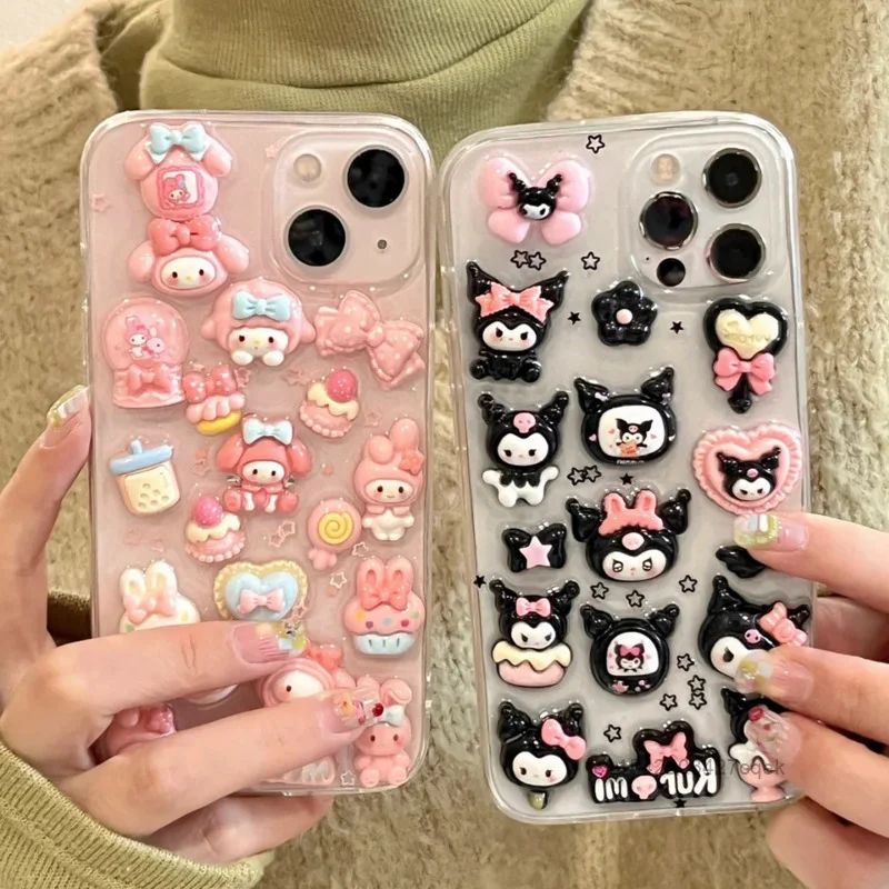 Kuromi My Melody Cute 3D Cartoon Pattern Phone Case For Iphone 16 15 14 Plus 13 12 Mini 11 Promax  Kawaii Trend Phone Soft Cover