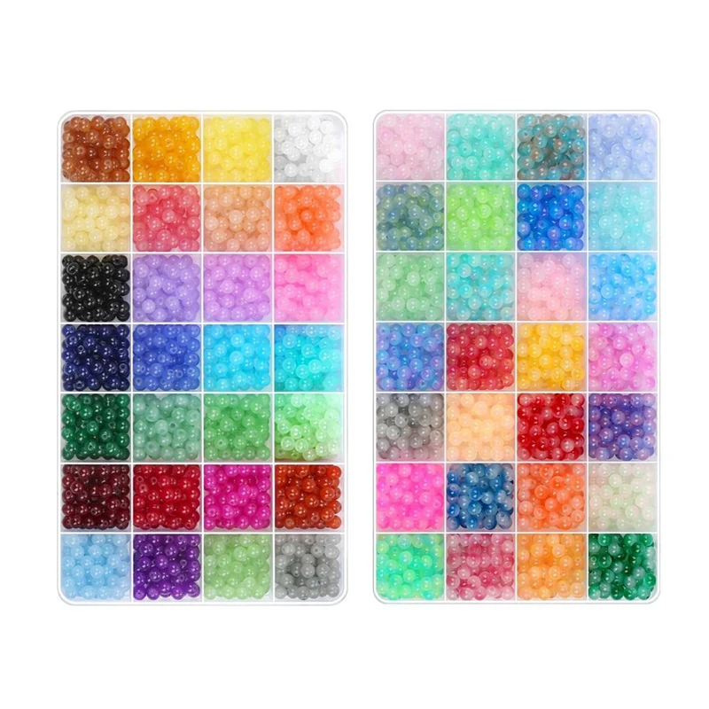 2800PC 6mm Glass Beads for Bracelets, 56 Colors Crystal Beads for Jewelry Making, Bracelet Making and DIY Crafts