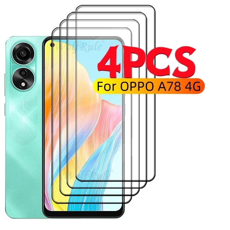 

1/2/3/4PCS Full Cover Glass For OPPO A78 4G Glass OPPO A78 4G Tempered Glass HD 9H Full Cover Glue Screen Protector OPPO A78 4G