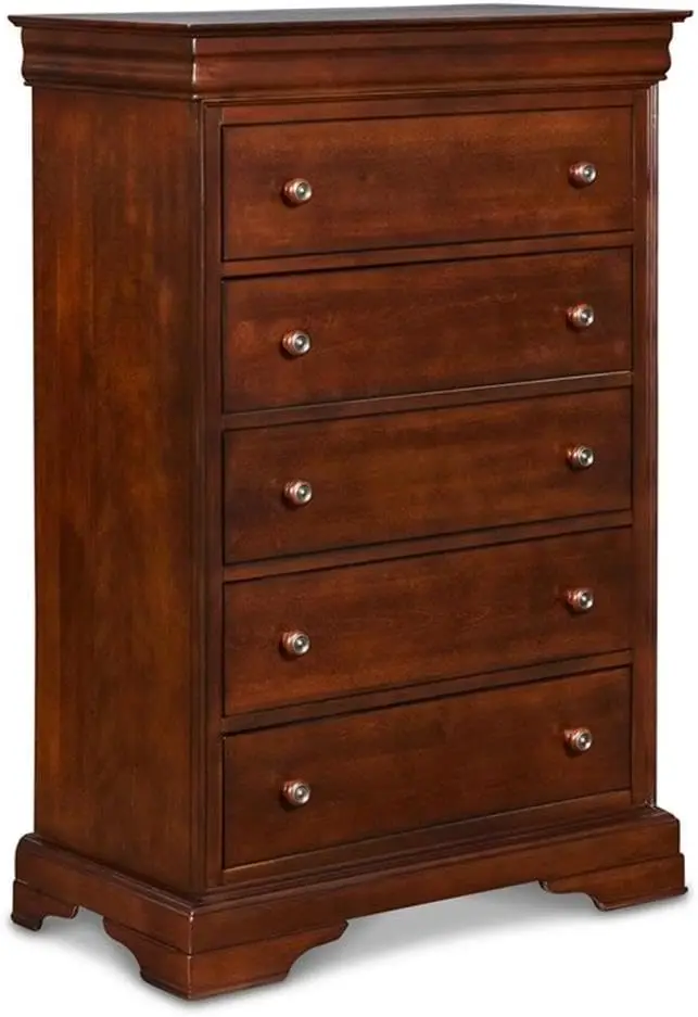 New Classic Furniture Versailles Wood 5-Drawer Lift Top Chest, Bordeaux