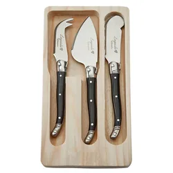 3pcs Laguiole Cheese Tool set Black Butter Spreader Sandwich Jam Knife Small Cheese Slicer Scraper Cutter Kids Child Cutlery