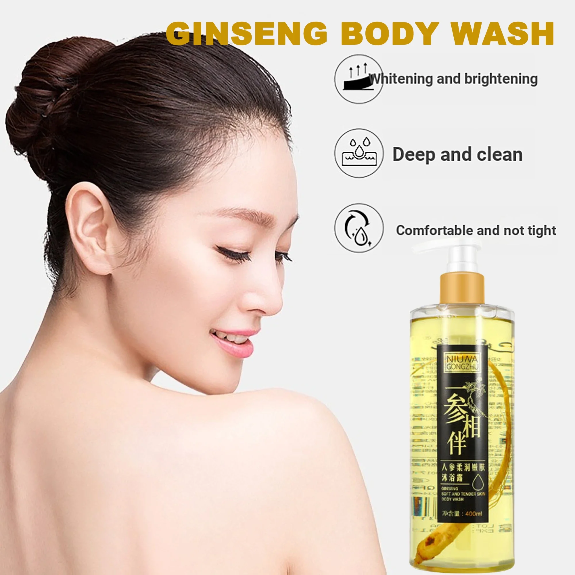 Luxurious Ginseng-Infused Body Wash Soothing Tenderizing Naturally Moisturizing Formula for Soft Smooth Skin Shower Gels