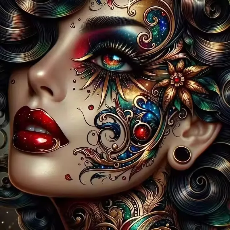 

5D DIY Diamond Embroidery Fantasy Woman Face Painting Cross Stitch Diamond Mosaic Makeup Pictures Of Rhinestones Home Decoration