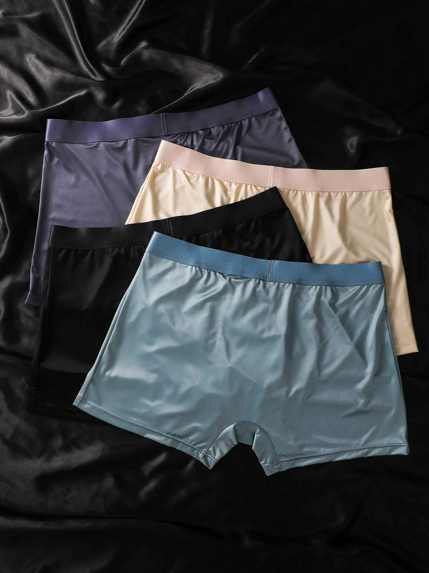 Satin Boxer Boyshorts, Morandi Color Series, Men's Breathable Trunks, Soft Comfort, Luxury Silk, Ideal for Home and Vacation