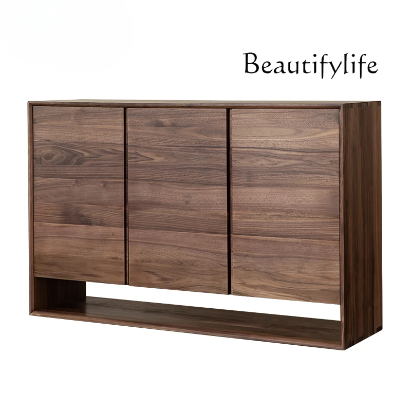 

Nordic Minimalist Black Walnut Solid Wood Shoe Cabinet Cherrywood Entrance Cabinet Sideboard Cabinet Multi-Layer Storage