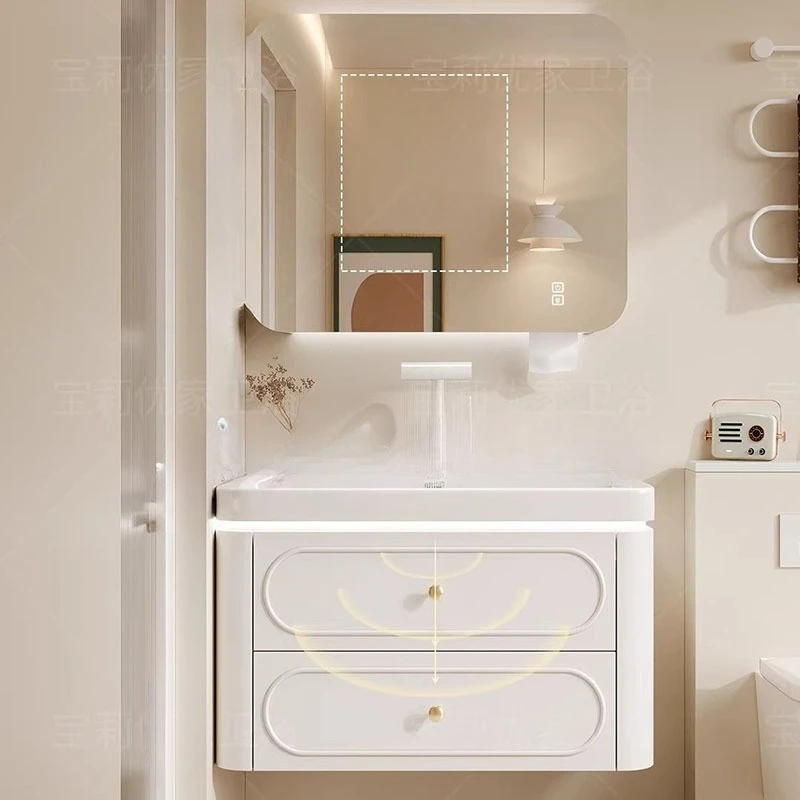 Vanity Storage Bathroom Cabinet Organizer Mirror Wall Toilet Display Wooden Cupboard Small Luxury Archivadores Salon Furniture